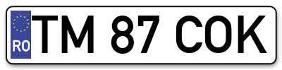 Placuta inmatriculare numar auto  TM-87-COK, TM 87 COK, TM87COK