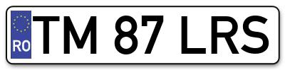 Placuta inmatriculare numar auto  TM-87-LRS, TM 87 LRS, TM87LRS