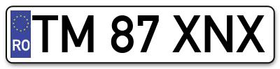 Placuta inmatriculare numar auto  TM-87-XNX, TM 87 XNX, TM87XNX
