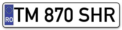 Placuta inmatriculare numar auto  TM-870-SHR, TM 870 SHR, TM870SHR