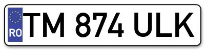 Placuta inmatriculare numar auto  TM-874-ULK, TM 874 ULK, TM874ULK