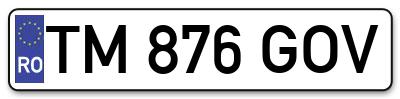 Placuta inmatriculare numar auto  TM-876-GOV, TM 876 GOV, TM876GOV