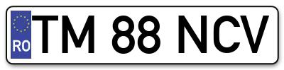Placuta inmatriculare numar auto  TM-88-NCV, TM 88 NCV, TM88NCV