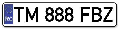 Placuta inmatriculare numar auto  TM-888-FBZ, TM 888 FBZ, TM888FBZ