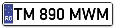 Placuta inmatriculare numar auto  TM-890-MWM, TM 890 MWM, TM890MWM