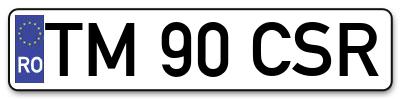 Placuta inmatriculare numar auto  TM-90-CSR, TM 90 CSR, TM90CSR