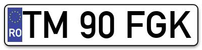 Placuta inmatriculare numar auto  TM-90-FGK, TM 90 FGK, TM90FGK