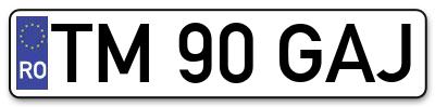 Placuta inmatriculare numar auto  TM-90-GAJ, TM 90 GAJ, TM90GAJ