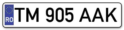 Placuta inmatriculare numar auto  TM-905-AAK, TM 905 AAK, TM905AAK