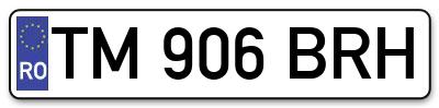 Placuta inmatriculare numar auto  TM-906-BRH, TM 906 BRH, TM906BRH