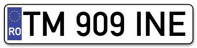 Placuta inmatriculare numar auto  TM-909-INE, TM 909 INE, TM909INE