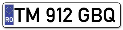 Placuta inmatriculare numar auto  TM-912-GBQ, TM 912 GBQ, TM912GBQ