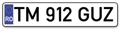 Placuta inmatriculare numar auto  TM-912-GUZ, TM 912 GUZ, TM912GUZ
