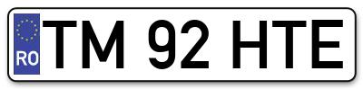 Placuta inmatriculare numar auto  TM-92-HTE, TM 92 HTE, TM92HTE