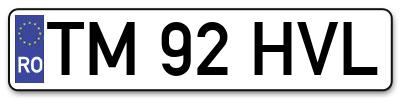 Placuta inmatriculare numar auto  TM-92-HVL, TM 92 HVL, TM92HVL