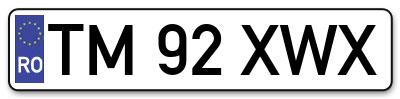 Placuta inmatriculare numar auto  TM-92-XWX, TM 92 XWX, TM92XWX