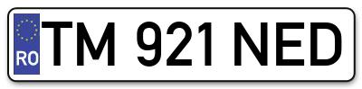 Placuta inmatriculare numar auto  TM-921-NED, TM 921 NED, TM921NED