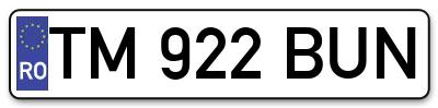 Placuta inmatriculare numar auto  TM-922-BUN, TM 922 BUN, TM922BUN