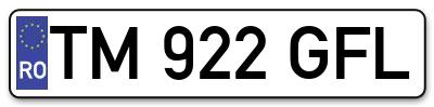 Placuta inmatriculare numar auto  TM-922-GFL, TM 922 GFL, TM922GFL