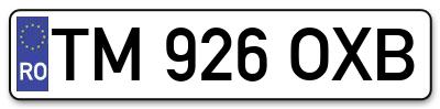 Placuta inmatriculare numar auto  TM-926-OXB, TM 926 OXB, TM926OXB