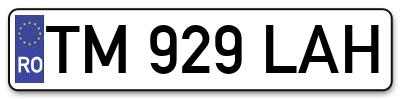 Placuta inmatriculare numar auto  TM-929-LAH, TM 929 LAH, TM929LAH
