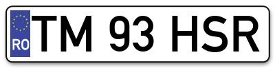 Placuta inmatriculare numar auto  TM-93-HSR, TM 93 HSR, TM93HSR