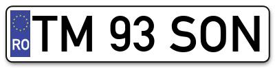 Placuta inmatriculare numar auto  TM-93-SON, TM 93 SON, TM93SON