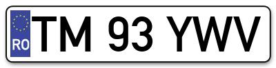Placuta inmatriculare numar auto  TM-93-YWV, TM 93 YWV, TM93YWV