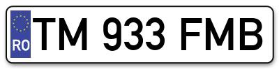 Placuta inmatriculare numar auto  TM-933-FMB, TM 933 FMB, TM933FMB
