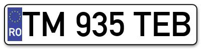 Placuta inmatriculare numar auto  TM-935-TEB, TM 935 TEB, TM935TEB