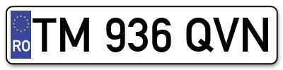 Placuta inmatriculare numar auto  TM-936-QVN, TM 936 QVN, TM936QVN