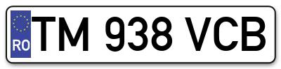 Placuta inmatriculare numar auto  TM-938-VCB, TM 938 VCB, TM938VCB