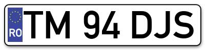 Placuta inmatriculare numar auto  TM-94-DJS, TM 94 DJS, TM94DJS