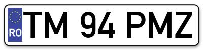 Placuta inmatriculare numar auto  TM-94-PMZ, TM 94 PMZ, TM94PMZ