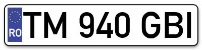 Placuta inmatriculare numar auto  TM-940-GBI, TM 940 GBI, TM940GBI