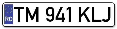 Placuta inmatriculare numar auto  TM-941-KLJ, TM 941 KLJ, TM941KLJ
