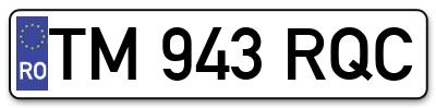 Placuta inmatriculare numar auto  TM-943-RQC, TM 943 RQC, TM943RQC