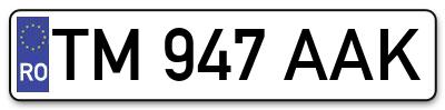 Placuta inmatriculare numar auto  TM-947-AAK, TM 947 AAK, TM947AAK