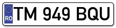 Placuta inmatriculare numar auto  TM-949-BQU, TM 949 BQU, TM949BQU
