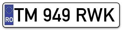 Placuta inmatriculare numar auto  TM-949-RWK, TM 949 RWK, TM949RWK