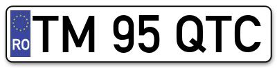 Placuta inmatriculare numar auto  TM-95-QTC, TM 95 QTC, TM95QTC