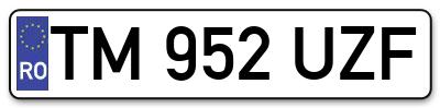 Placuta inmatriculare numar auto  TM-952-UZF, TM 952 UZF, TM952UZF
