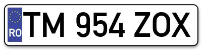 Placuta inmatriculare numar auto  TM-954-ZOX, TM 954 ZOX, TM954ZOX