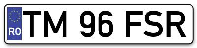 Placuta inmatriculare numar auto  TM-96-FSR, TM 96 FSR, TM96FSR