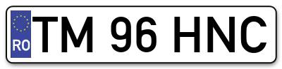 Placuta inmatriculare numar auto  TM-96-HNC, TM 96 HNC, TM96HNC