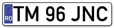 Placuta inmatriculare numar auto  TM-96-JNC, TM 96 JNC, TM96JNC