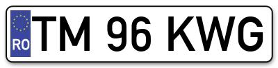 Placuta inmatriculare numar auto  TM-96-KWG, TM 96 KWG, TM96KWG