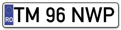Placuta inmatriculare numar auto  TM-96-NWP, TM 96 NWP, TM96NWP