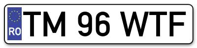 Placuta inmatriculare numar auto  TM-96-WTF, TM 96 WTF, TM96WTF