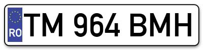 Placuta inmatriculare numar auto  TM-964-BMH, TM 964 BMH, TM964BMH